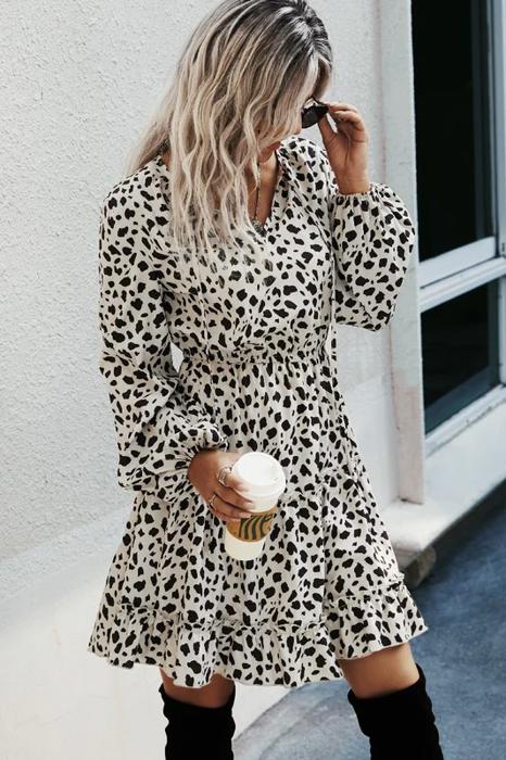 Love Kuza Abstract Dots Long Sleeve Dress 