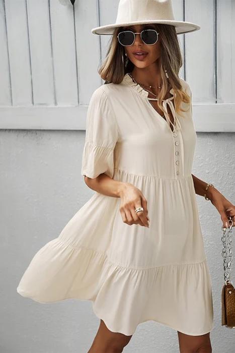 Love Kuza Cascade Ruffle Sleeve A-Line Dress