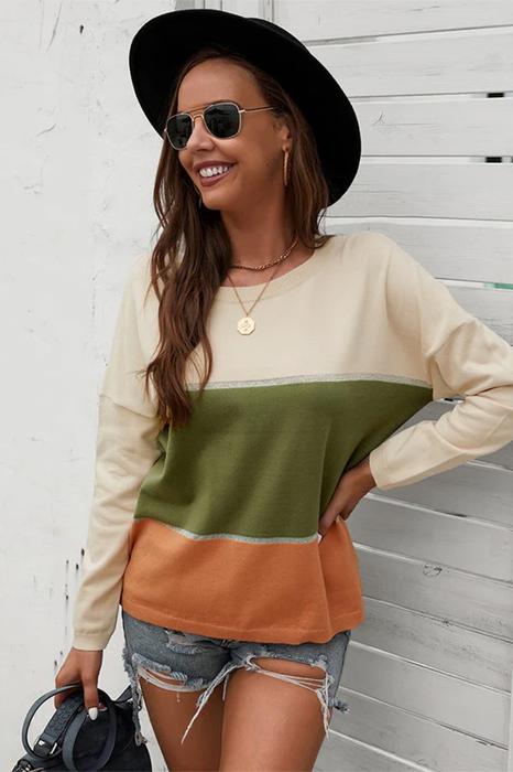 SALE! - Size L - only - Love Kuza Colorblock Long Sleeve Sweater
