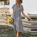  Love Kuza Checkered Charm Midi Dress