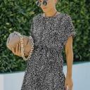  SALE!   - Size S only - Love Kuza Leopard Dotted Waist Tie T-shirt Dress