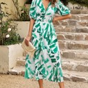  Love Kuza Bold Prints Puffy Sleeves Midi Dress