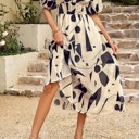  Love Kuza Bold Prints Puffy Sleeves Midi Dress