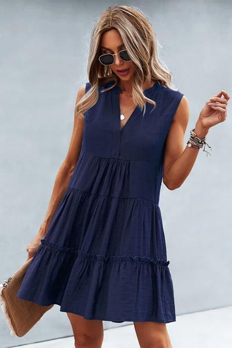 Love Kuza Verve V-Neck Tiered Dress