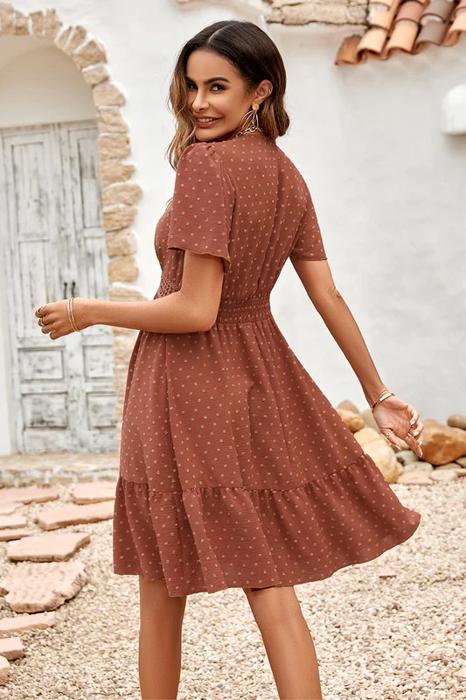 Love Kuza Swiss Dots Bell Sleeves Dress