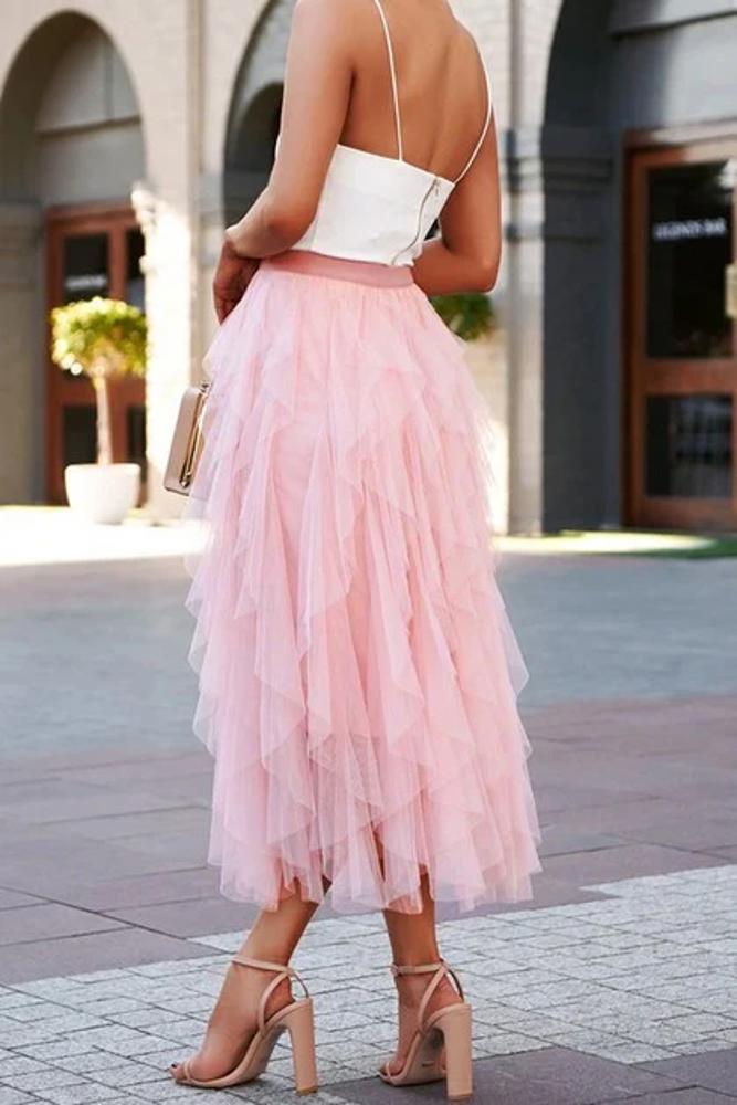 Love Kuza Tulle Tulle Tiered Maxi Skirt