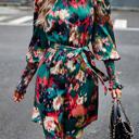  Love Kuza Artsy Floral Tie Waist Dress 