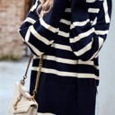  Love Kuza High Neck Striped Cozy Sweater