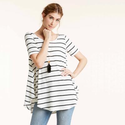 Love Kuza Totter Stripe Waffle Knit Top - Size S - only -