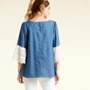  SALE!  Last Piece - Size S (Denim or Blush) - Love Kuza Pompous Crochet Sleeve Blouse