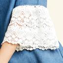 SALE!  Last Piece - Size S (Denim or Blush) - Love Kuza Pompous Crochet Sleeve Blouse