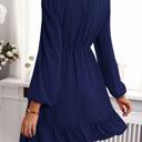 Navy Small Love Kuza Mock Neck Ruched Belt Dress