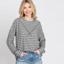  Love Kuza Inside-Out Stitch Stripe Sweater Top