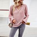  Love Kuza Popcorn Texture V-Neck Top