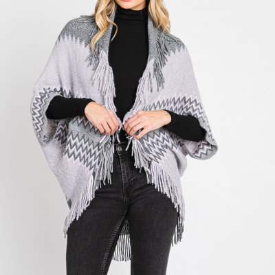 Love Kuza Belong - Frost Horizon Fringe Poncho - Size Small