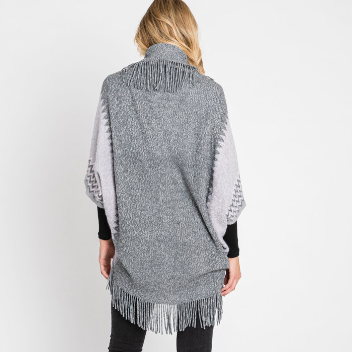 Love Kuza Belong - Frost Horizon Fringe Poncho - Size Small