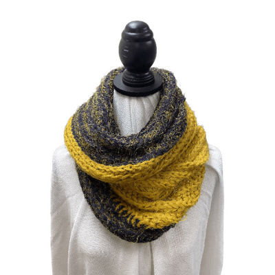 Love Kuza Purple Gold Chunky Knit Infinity Scarf