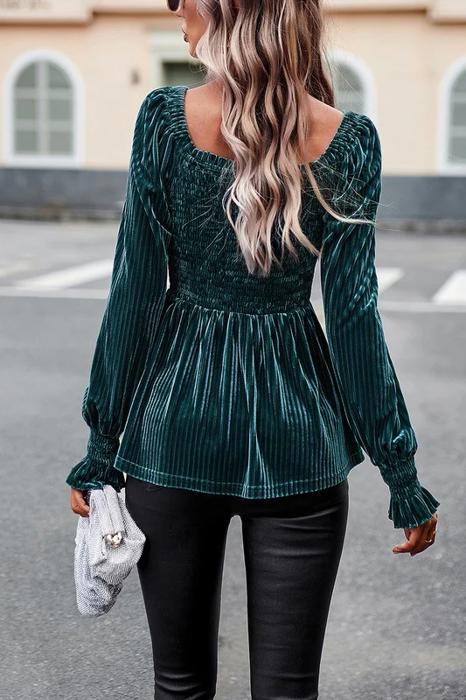 Love Kuza Velvet Peplum Top