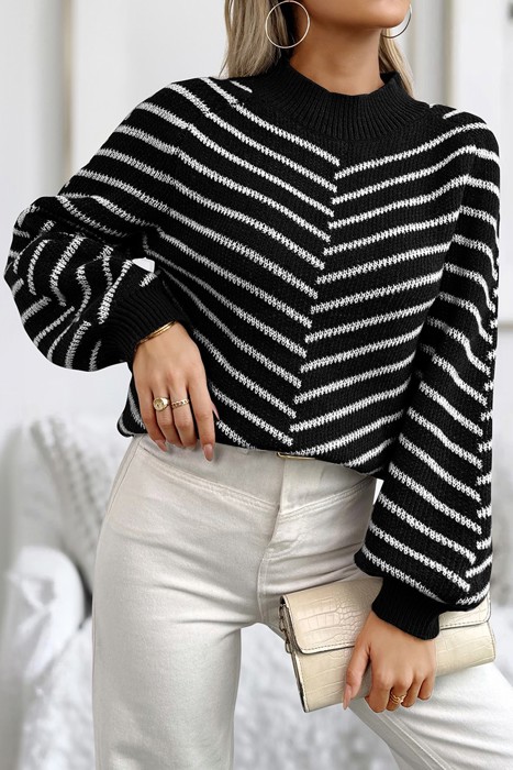 Love Kuza Striped Haven Knit Pullover Sweater