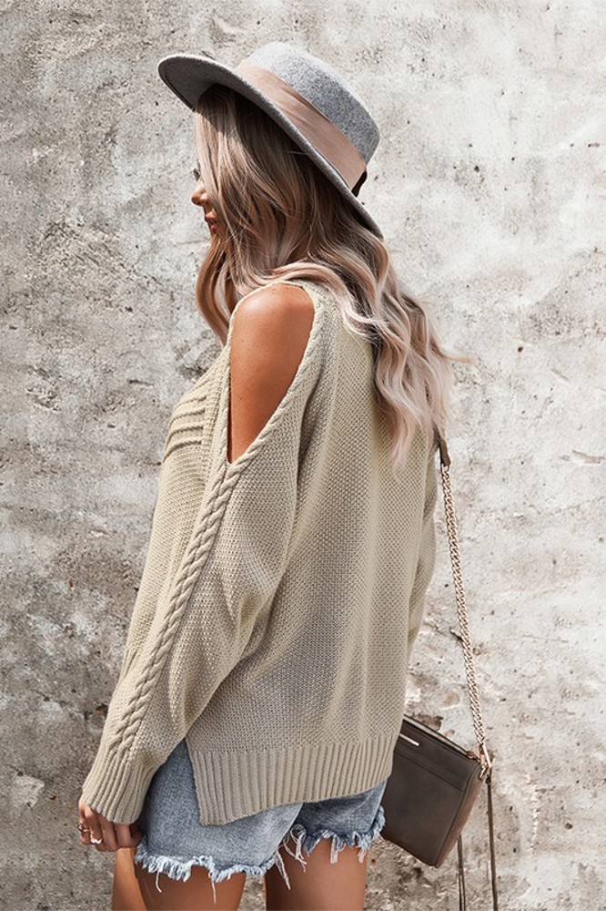 Love Kuza Open Shoulder Twist Sweater