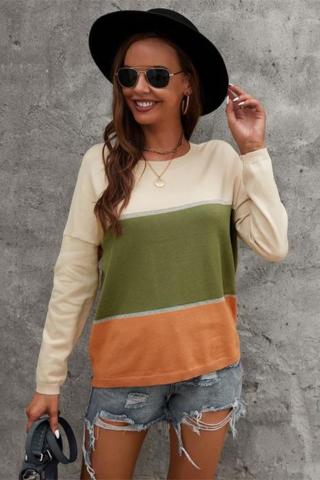 SALE! - Size L - only - Love Kuza Colorblock Long Sleeve Sweater
