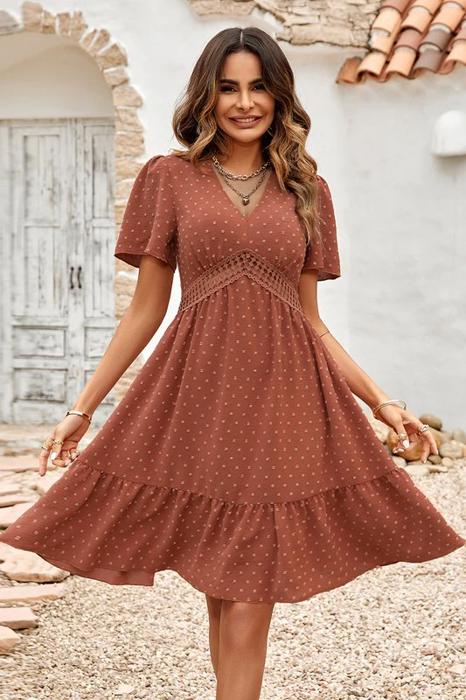 Love Kuza Swiss Dots Bell Sleeves Dress