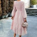  Love Kuza Long Sleeves Dotted Smocked Tiered Midi Dress