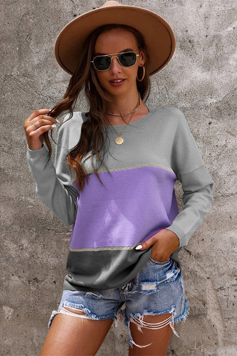 SALE! - Size L - only - Love Kuza Colorblock Long Sleeve Sweater