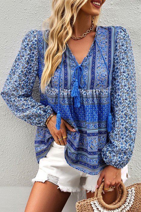 Love Kuza Boho Bloom Babydoll Blouse