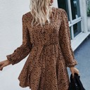  Love Kuza Ditsy Leopard Print Waist Tie Dress