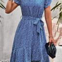 Blue Small Love Kuza Ditsy Floral Tie Waist Ruffled Dress