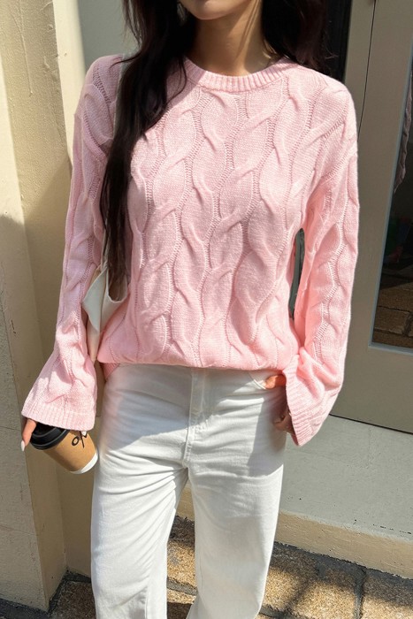 Love Kuza Cozy Waves Cable Knit Sweater