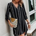  Love Kuza Geo Striped Tab Sleeve Tunic Dress