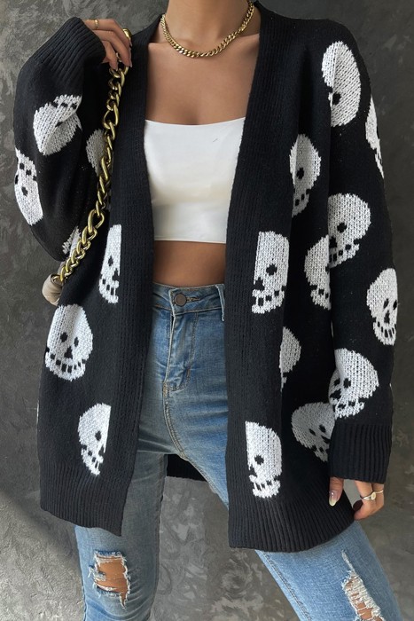 Love Kuza Skull Society Knit Cardigan