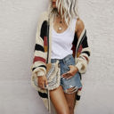  Love Kuza Earthy Striped Chunky Cardigan