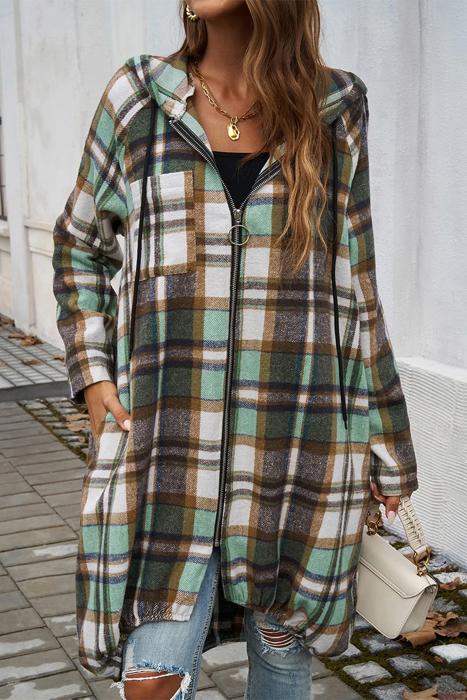 Love Kuza Plaid Hooded Comfort Shirt Jacket