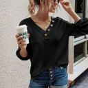  Love Kuza Button Trim Long Sleeve Top