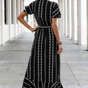  Love Kuza Geo Stripe Ruffled Maxi Wrap Dress