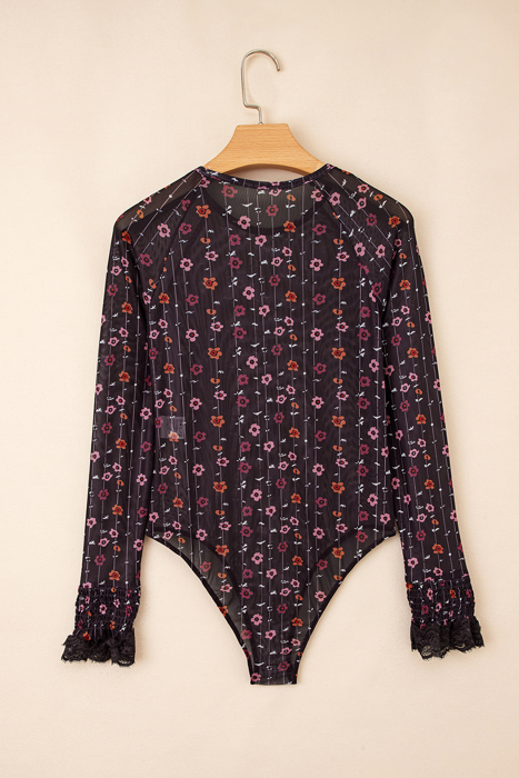 Love Kuza - Midnight Petals Lace Bodysuit
