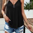 Black Small Love Kuza Sleek Zip Front V-Neck Cami