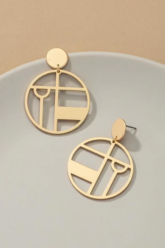 Very Carrot Geo shape metal cut out drop earrings