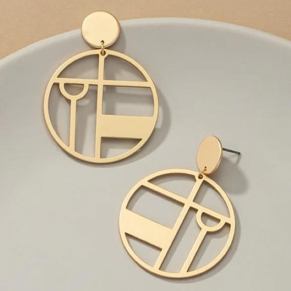 Very Carrot Geo shape metal cut out drop earrings