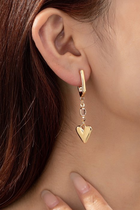 Very Carrot Sparkling Heart Huggie Drop Earrings