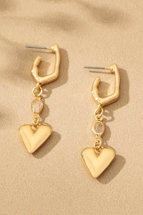 Very Carrot Sparkling Heart Huggie Drop Earrings