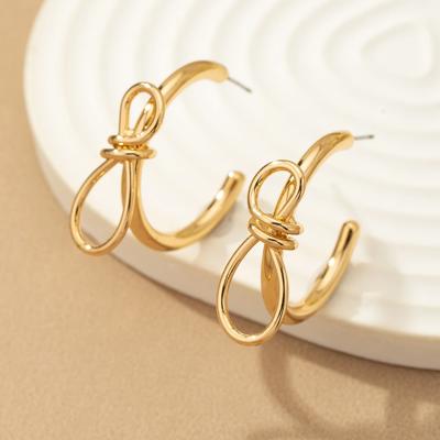 Very Carrot Brass Bow Hoop Earrings