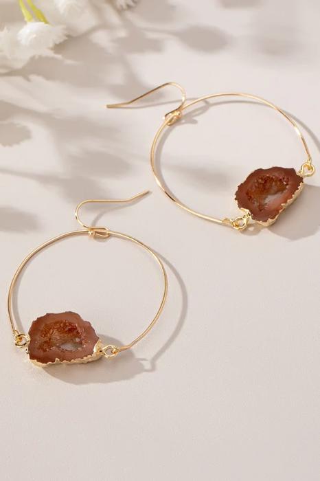 Very Carrot Agate Illusion Hoop Earrings