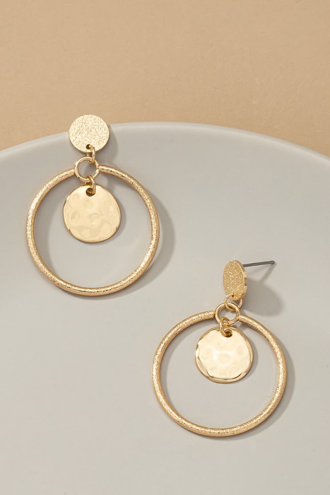 Very Carrot Sandblast Hoop Charm Earrings