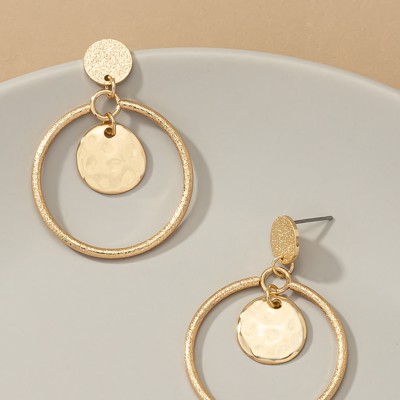 Very Carrot Sandblast Hoop Charm Earrings