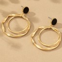  Very Carrot Black enamel stud with double twisted hoop drop earrings