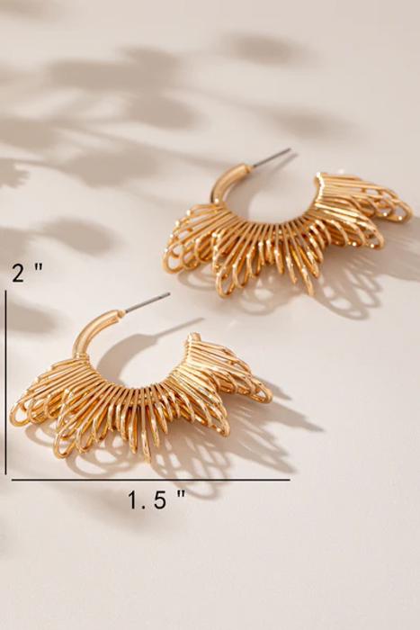 Sunburst Wire Hoop Earrings